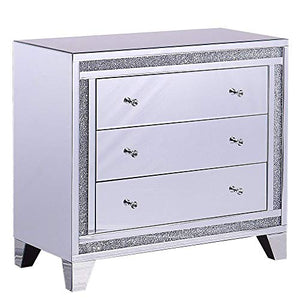 Beliani Credenza Moderna Specchiata Glam 3 Cassetti Effetto Diamante Contay