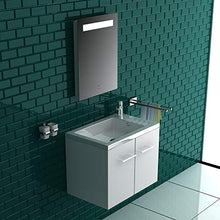 Set di mobili da bagno con lavabo in ghisa minerale e armadietto sottolavabo con funzione chiusura rallentata SoftClose/bianco/50 cm di larghezza