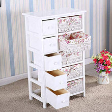 N/Z Armadietto da Comodino per Attrezzatura da Soggiorno Bianco Cassettiera a 5 Strati con cestini in Vimini (5 cassetti, 5 ripostigli in Vimini) Mobile da Bagno/Camera da Letto in Legno Bianco