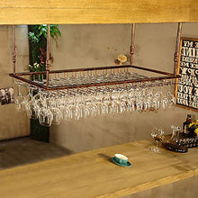 Rastrelliere per Bicchieri da Vino Porta Bicchiere per Vino sospeso, soffitto in Ferro battuto Stabile Appeso per Vino portaoggetti in Vetro, Regolabile in Altezza: 30-60 cm, per casa/Cucina/Bar O