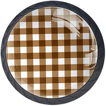 Modello scozzese marrone chiaro marrone scuro Pomelli per Porta Set di 4 Pomelli per Mobili Manopole per Cassetti Cucina Armadio Vetro