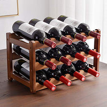 HWG Portabottiglie in Legno Porta Bottiglie di Vino Legno, Bottiglie A 4 Livelli 16, Lechnical Portavini, per Arredamento Casa Bar, Cantina, Cabina,D