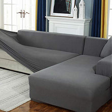 Zhongdalian Copridivano Elasticizzato Separato Chaise Longue - Fodera per Divano Separato a Forma di L È Necessario Acquistare 2 Pezzi (1 Posto: 90-140 cm, Grigio)