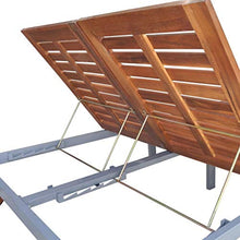 Festnight Lettino Prendisole Matrimoniale Reclinabile con Ruote da Giardino Esterno in Legno e Metallo,Lettino Prendisole Doppio con Ruote,Sedie a Sdraio da Giardino in Legno con Ruote 207x130x88 cm