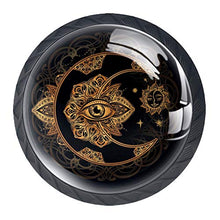 Set di 4 maniglie rotonde per armadio da cucina, credenza, cassettiera, cassettiera, con viti, per cucina, comò, armadio, bagno, armadio, stile indiano, stile vintage, luna sole
