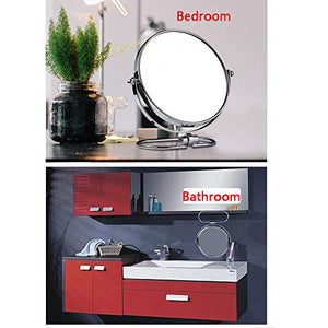 Specchio per trucco girevole ingrandimento fronte/retro 1X/3X da 7 pollici con supporti pivot a 360°, specchio per appendere pieghevole pieghevole cromato per camera da letto e bagno, argento