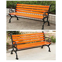 Panchina all'aperto Panca da giardino con terrazza, Con braccioli e schienale Panchine portico confortevoli, Legno massiccio anticorrosivo e ghisa, Può ospitare 2-3 persone, Capacità di carico 880 l