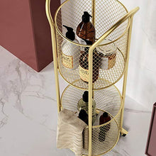 BLWX LY Cestello portaoggetti con Ruote ， Carrello Multiuso cilindrico in Ferro a 2 Piani ， Ripiani Bagno ， for casa, Cucina, Ufficio (Color : Gold)