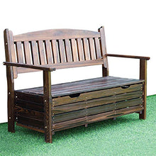 Household items Armadietti in Legno massello con Panca da Giardino, Sedili portaoggetti da terrazza con Cuscino da Esterno, Panca da Cortile Impermeabile e anticorrosione con Trattamento carbonizzato