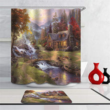 LIYAN Combinazione Bagno. Immagini Chiare E Colori Vivaci Rendono Il Tuo Bagno Pieno di Vita. Accessori da Bagno. Foresta. Case. Cascata.