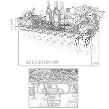 Cucina Industriale Mensola Vino con Supporto di Vetro, a Parete Wine Bottle Holder Metallo, Hanging Rack Calici Bagagli, Wine Rack for Bar/Cucina/gabinetto, Nero/Commerciali Cantine Club