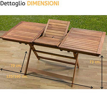PiuShopping Tavolo Allungabile da Esterno Giardino, in Legno, Pieghevole da Pranzo – (120/160x70x73h)