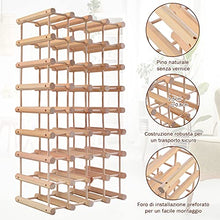 RELAX4LIFE Cantinetta Portabottiglie per Vino, Scaffale Portabottiglie con 40 Posti per Bottiglie di Vino, Supporto per Vino con Design Minimale e Moderno, Scaffale per Vino, Champagne, Legno Naturale