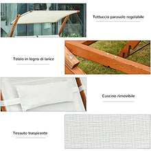 Outsunny Sdraio da Giardino 2 Posti con Schienale Reclinabile 3 Livelli, Tetto e Cuscini, 210x155x175cm Beige
