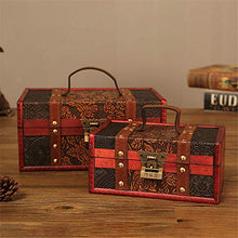 HO-TBO Valigia Decorativo Arredamento in Legno Cassa con Cinghie Bagagli Treasure Box Stash Annata Antica di Stile for Keepsake Giocattoli Foto Memorie Armadio Decorazione Camera Visualizza Crafts