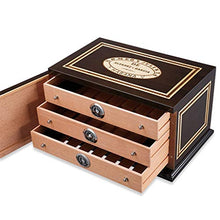 Umidificatore per Sigari Armadio per Sigari in Legno di Cedro Dolce Vernice per Pianoforte Armadio Idratante A Tre Strati Grande capacità può Contenere 120 Sigari