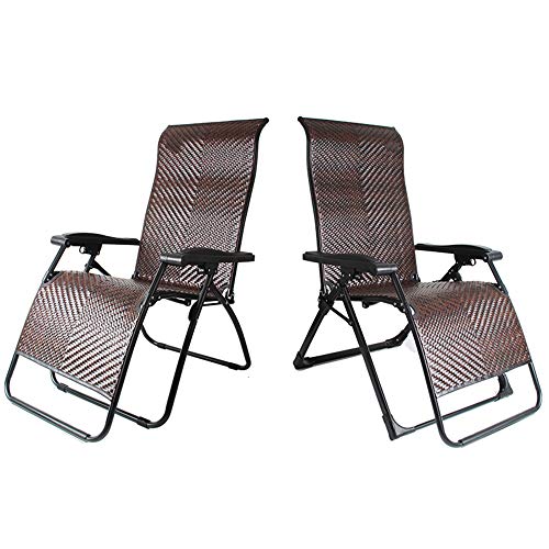 AAGYJ Lettino Prendisole Pieghevole 2PCS, sedie da Giardino a gravità Zero, sedie a Sdraio in Vimini in Rattan, Sedia reclinabile Regolabile per Sdraio Prendisole Patio Spiaggia Campeggio Prato