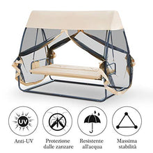 Outsunny Dondolo Letto da Giardino con Zanzariera caffè Chiaro, Dondolo Ribaltabile 3 Posti per Esterno e Balcone 240x140x197cm