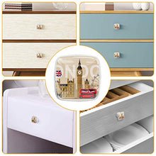 Set di 4 maniglie rotonde per armadio da cucina, credenza, cassettiera, cassettiera, con viti, per cucina, comò, armadietto, bagno, armadio, stile retrò Londra, bandiera britannica