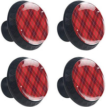 Plaid scozzese modello classico rosso Pomelli per Porta Set di 4 Pomelli per Mobili Manopole per Cassetti Cucina Armadio Vetro