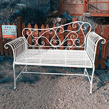 Terrazza panchina da giardino retrò panchina da esterno, Panca in metallo impermeabile e frangisole con schienale e braccioli, Panchina decorativa per parco all'aperto, può ospitare 2-3 persone