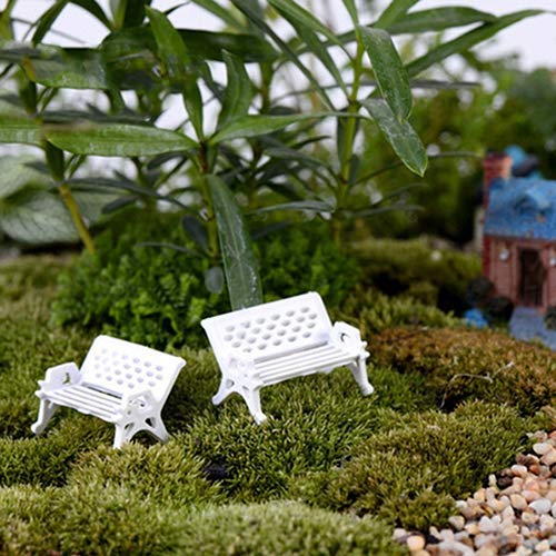 QULONG Ornamenti da Giardino per Esterni 2 Pezzi Mini panchina da Parco Ornamento da Giardino Decorazioni Artigianali in Miniatura - Bianco S