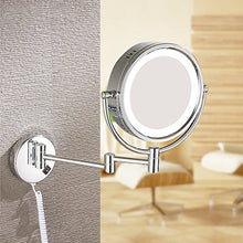 WAOBE Specchi per Trucco A LED con Montatura A Parete, Ingrandimento 10X Ingrandimento Specchio per Trucco Rotondo LED Illuminazione Illuminata A Specchio,Silver