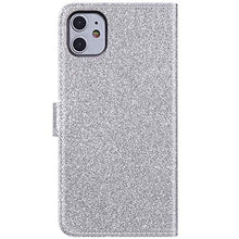 Saceebe Compatibile con iPhone 11 6.1 Custodia pelle Glitter Cover a libro Glitter Diamante Strass Flip Case [Custodia corona perla farfalla] Rhinestone Portafoglio Pelle Cover Morbido,argento