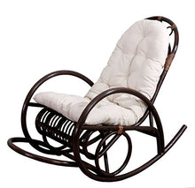 Sedia a dondolo Derby 139x58x110cm legno seduta poliestere cotone ~ cuscino bianco
