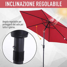 Outsunny Ombrellone da Giardino con Manovella e Testa Inclinabile, in Alluminio e Poliestere Rosso Scuro e Nero, Φ2.7x2.35m