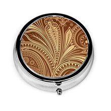 Royal Paisley - Contenitore rotondo per pillole, 3 scomparti, in metallo, per medicina e vitamine, per viaggi all'aperto