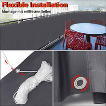 Aufun Schermo per Balcone Frangivista e Telo frangivento con Occhielli e Cordoncino, Impermeabile Recinzione per Balcone per Privacy, 0,9 x 6 m, Antracite