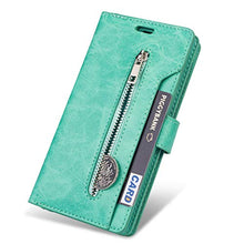 Artfeel Cover per Samsung Galaxy A71,Flip Portafoglio Custodia Verde Menta con 9 Slot per Schede,Premium Pelle Magnetico Supporto Stand Copertura con Cerniera Tasca e Cinturino Caso