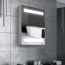 homcom Armadietto Pensile da Bagno con 1 Anta, Specchio e Luci a LED | 2 Ripiani Interni | MDF Bianco (60 x 50 x 15cm)
