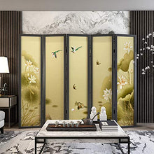 Room Screen Even Divisorio per Stanza in Legno con Decorazione a Pittura di Paesaggio, Parete divisoria per mobili, Privacy, divisorio per Schermo Tradizionale a 4 Pannelli