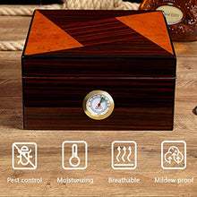Scatola per Sigari in Legno di Cedro Humidor Scatola per Sigari Portatile Scatola per Sigarette Cerniera in Metallo con Vernice per Pianoforte Doppia Ogni Zona con Umidificatore Termometro