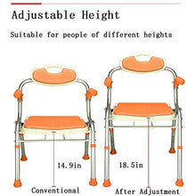 Sgabello per Doccia con Schienale Braccioli Sedia per Doccia Anziani Regolabile Altezza con Piedini in Gomma Antiscivolo Carico Max 136KG,Arancia