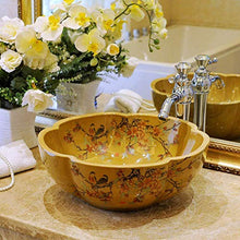 Jgophu - Lavabo in ceramica con finitura gialla Art Wash Basin dipinta a mano