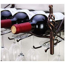 Portabottiglie da parete QWEA Portabottiglie da vino in ferro battuto europeo e espositore da vino in vetro Tenere 4 bottiglie di vino e 6 bicchieri da vino in vetro per bar a casa Cantina per vi