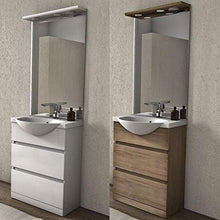 Bagno Italia Arredo bagno moderno mobile con lavabo in mineralmarmo cm 60 con 2 cassetti specchio tettino bianco o tabacco