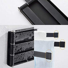 WPHH Porta Asciugamani Rack Girevole, Portasciugamani in Ferro Battuto Nero Opaco, Porta Salviette Senza Foratura Fissato al Muro con 3 Bracci Pieghevoli per Bagno Cucina,Nero