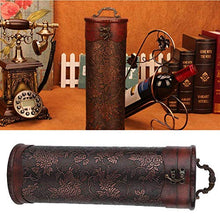 Scatola da vino portatile rotonda in legno vintage singola scatola di vino rosso con manico cucina retrò regalo cremagliere del vino