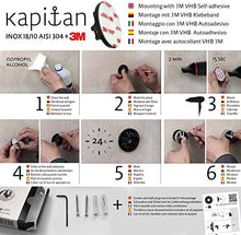 Kapitan, gancio per asciugamano, gancio per asciugamani, gancio per asciugamani, in acciaio inox bianco opaco, nastro adesivo 3 m VHB, autoadesivo senza foratura, prodotto nell'UE