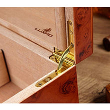 Scatola per Sigari in Legno di Cedro Humidor Scatola per Sigari Portatile Scatola per Sigarette Cerniera in Metallo con Vernice per Pianoforte Doppia Ogni Zona con Termometro Umidificatore