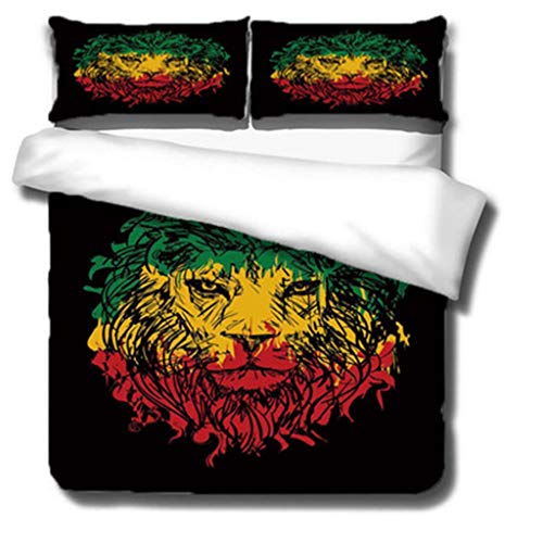 DEWUFAFA Leone della Testa del Leone Set di Piumino 3D Cover Piumino Stampato con Chiusura con Cerniera 2 federe Decorazioni morbide Microfibra Decorazione Adulto Letto Matrimoniale Medio