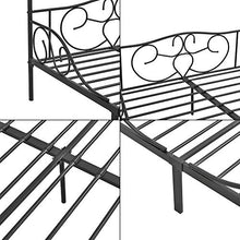 [en.casa] Letto Francese a Baldacchino 140x200 cm Struttura Letto in Acciaio con Elementi Laterali Decorativi in Stile Classico/Romantico - Nero