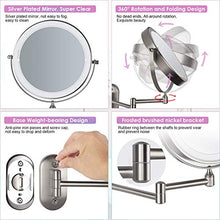 ZJBB Specchio Cosmetico Illuminato da Parete con Ingrandimento 10X, USB Ricaricabile Specchio Trucco, Specchio da Bagno Estensibile con Luce LED Regolabile per Spa e hotelPolished Chrome
