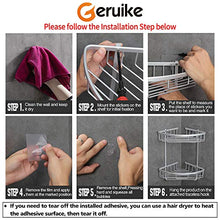 GERUIKE Scaffale da Doccia angolare Senza Foratura Scaffale da Bagno in Alluminio con Scatola portaoggetti con Gancio 2 Pezzi Argento