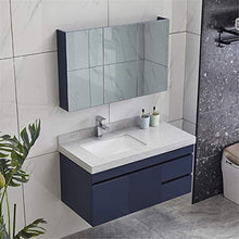 NgMik Cabinet Specchio Lavabo Bagno in Legno Multistrato Bagno in Legno Bagno Bagno Combinazione Marmo Taichung Basin Facile da Pulire (Color : Blue, Size : 50x60x45cm)