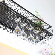 Cucina Industriale Mensola Vino con Supporto di Vetro, a Parete Wine Bottle Holder Metallo, Hanging Rack Calici Bagagli, Wine Rack for Bar/Cucina/gabinetto, Nero/Commerciali Cantine Club